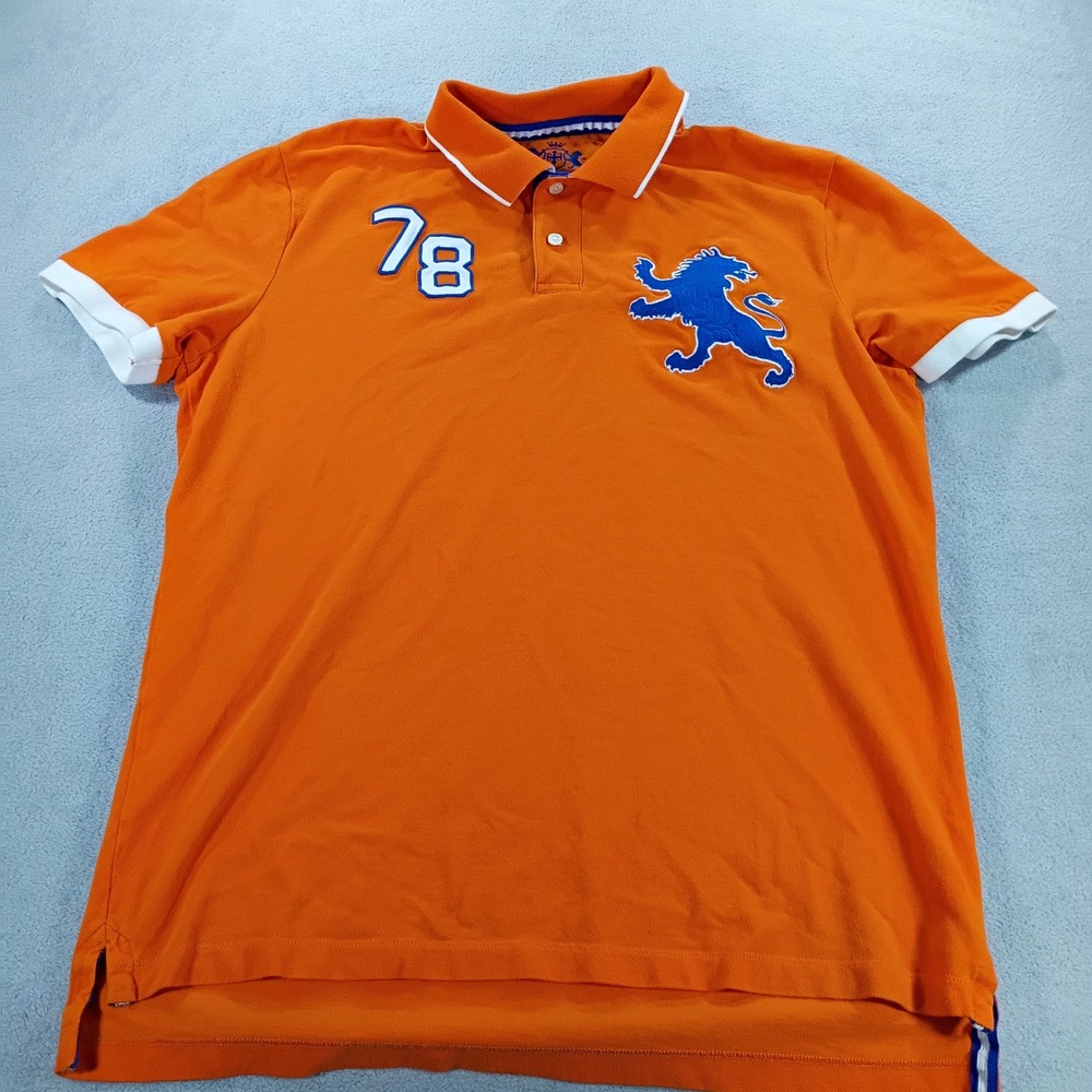 Express Mens Modern Fit Polo Orange Large Lion Logo 78 Patch